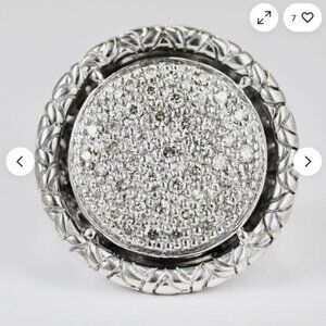 John Hardy Sterling Silver Round Pave Diamond Naga Ring